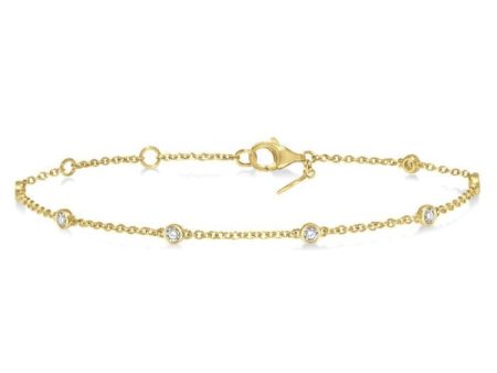 1 4 Ctw Circular Mount Round Cut Diamond Station Bracelet in 14K Yellow Gold Supply