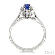 5x3mm Oval Cut Tanzanite and 1 10 Ctw Round Cut Diamond Ring in 10K White Gold Cheap