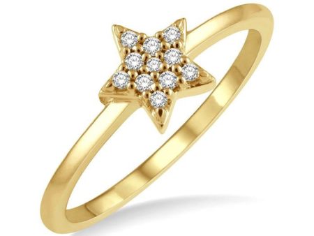 1 10 Ctw Star Round Cut Diamond Petite Fashion Ring in 10K Yellow Gold Discount