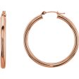 14K Rose 35 mm Tube Hoop Earrings Sale