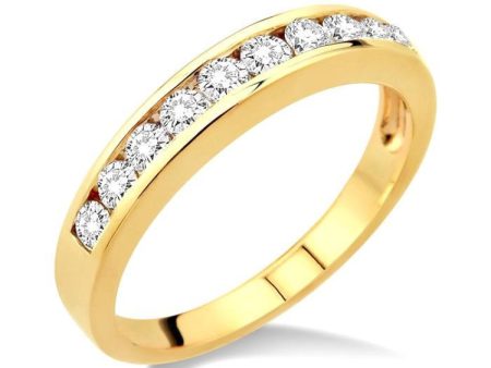 1 2 Ctw Channel Set Round Cut Diamond Band in 14K Yellow Gold Online Hot Sale