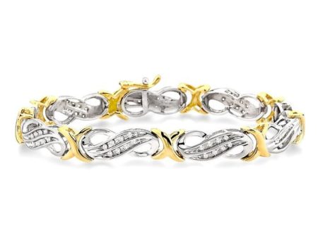 1 2 Ctw Single Cut Diamond Fancy Bracelet in 10K white and yellow Gold Hot on Sale