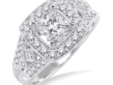 1 2 Ctw Diamond Semi-Mount Engagement Ring in 14K White Gold Discount