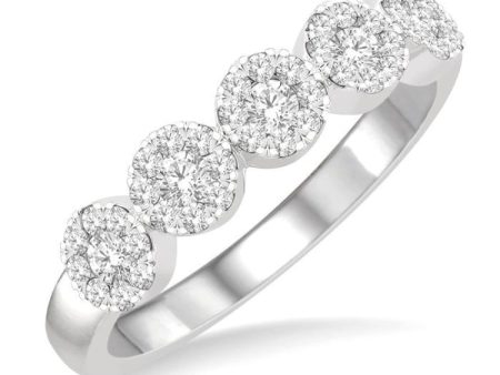 1 2 ctw 5-Stone Lovebright Round Cut Diamond Ring in 14K White Gold Hot on Sale