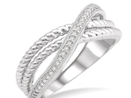 1 10 Ctw Crisscross Lattice Round Cut Diamond Ladies Ring in 10K White Gold Sale