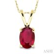 6x4 MM Oval Cut Ruby Pendant in 14K Yellow Gold with Chain Sale