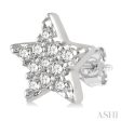 1 10 Ctw Star Round Cut Diamond Petite Fashion Earring in 10K White Gold For Cheap