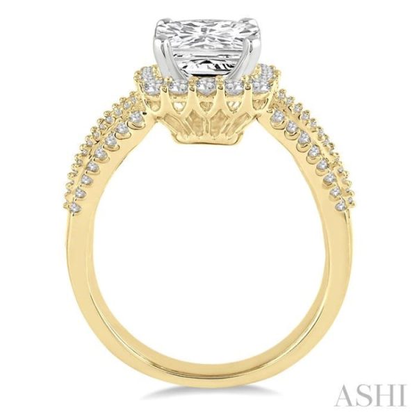 1 1 5 Ctw Diamond Semi-mount Engagement Ring in 14K Yellow and White Gold Online now