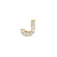 Gold Finish Sterling Silver Micropave J Initial Charm with Simulated Diamonds For Discount