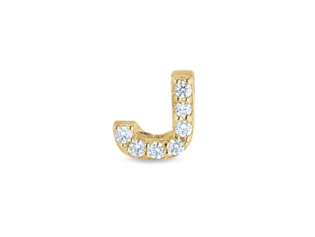 Gold Finish Sterling Silver Micropave J Initial Charm with Simulated Diamonds For Discount