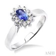 5x3mm Oval Cut Tanzanite and 1 10 Ctw Round Cut Diamond Ring in 10K White Gold Cheap