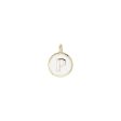 Gold Finish Sterling Silver White Enamel Initial Charm - P Cheap