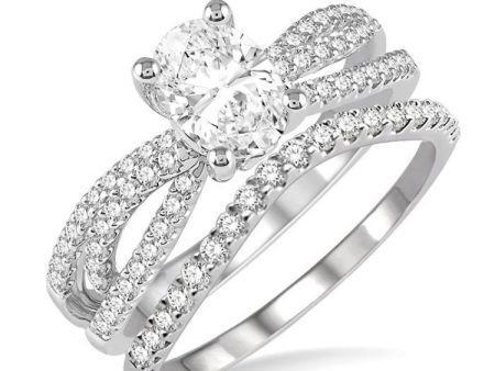 1 1 3 Ctw Diamond Wedding Set with 1 1 6 Ctw Oval Cut Engagement Ring and 1 5 Ctw Wedding Band in 14K White Gold Discount