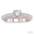 7 8 Ctw Diamond Engagement Ring with 1 2 Ct Round Cut Center Stone in 14K White and Rose Gold Online Sale