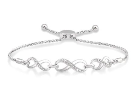 1 20 Ctw Triple Infinity Link Round Cut Diamond Sterling Silver Lariat Bracelet Online Hot Sale