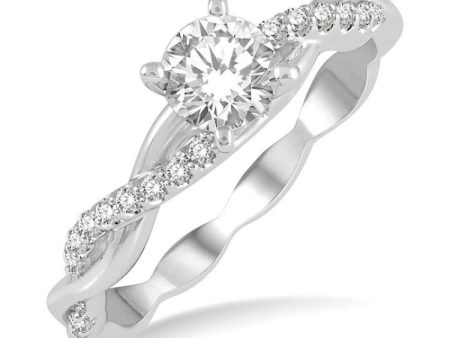 1 10 Ctw Round Center Semi-Mount Diamond Engagement Ring in 14K White Gold Online now