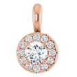 14K Rose 3 8 CTW Natural Diamond Pendant For Sale