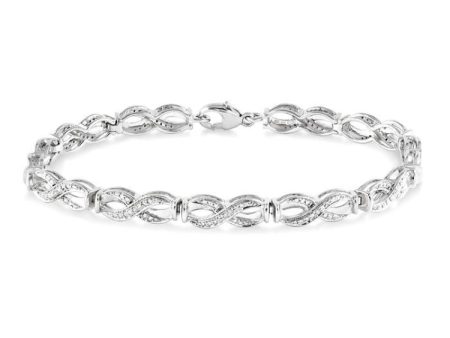 1 20 Ctw Swirl Shape Single Cut Diamond Bracelet in Sterling Silver For Sale