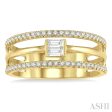 1 3 ctw Three Row Layered Baguette & Round  Diamond Fashion Ring in 14K Yellow Gold Hot on Sale