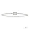 1 ctw Emerald Shape Fusion Baguette and Round Cut Diamond Stackable Bangle in 14K White Gold Supply