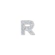 Platinum Finish Sterling Silver Micropave R Initial Charm with Simulated Diamonds Supply