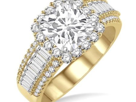 1 1 5 Ctw Diamond Semi-mount Engagement Ring in 14K Yellow and White Gold Online now