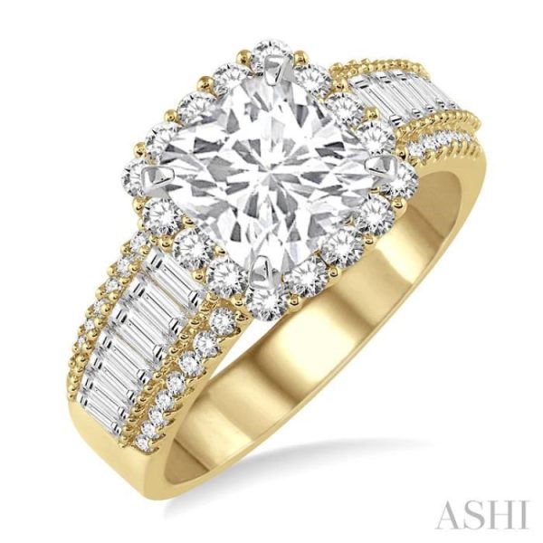 1 1 5 Ctw Diamond Semi-mount Engagement Ring in 14K Yellow and White Gold Online now