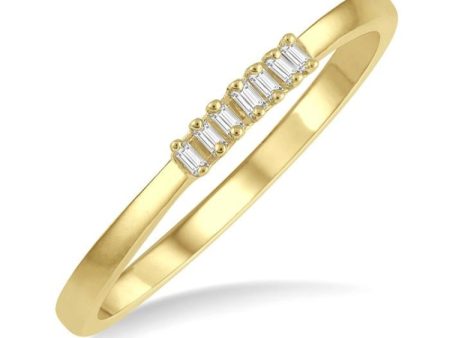 1 10 Ctw Baguette Diamond Stackable Petite Fashion Band in 10K Yellow Gold Online Hot Sale