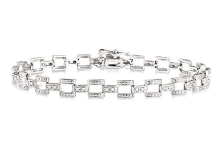 1 4 Ctw Single Cut Diamond Bar Link Bracelet in 10K White Gold Online Hot Sale