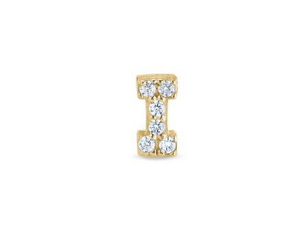 Gold Finish Sterling Silver Micropave I Initial Charm with Simulated Diamonds Cheap