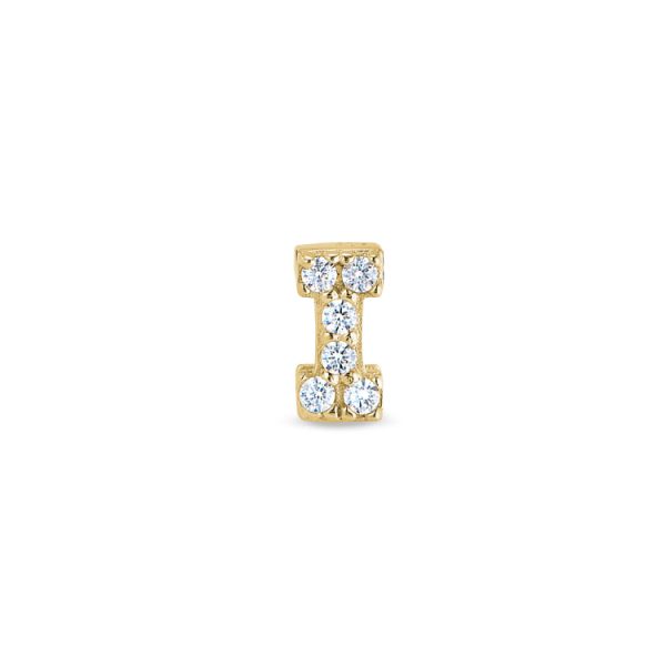 Gold Finish Sterling Silver Micropave I Initial Charm with Simulated Diamonds Cheap