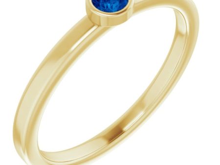 14K Yellow 3 mm Natural Blue Sapphire Ring on Sale