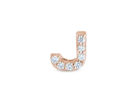 Rose Gold Finish Sterling Silver Micropave J Initial Charm with Simulated Diamonds Sale