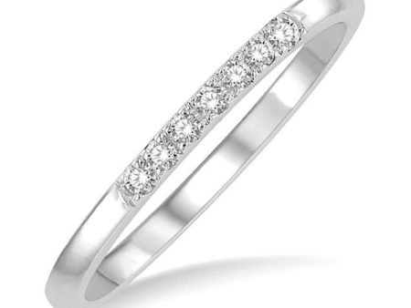 1 10 Ctw Straight Row Center Round Cut Diamond Stackable Fashion Band in 10K White Gold on Sale