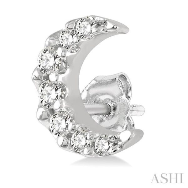 1 10 Ctw Crescent Moon Round Cut Diamond Petite Fashion Earring in 10K White Gold Online Sale