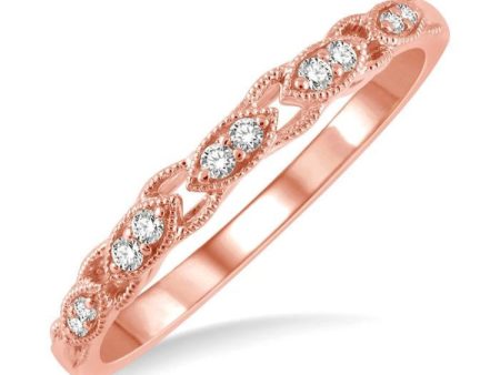 1 10 ctw Marquise Shape Lattice Round Cut Diamond Wedding Band in 14K Rose Gold For Discount