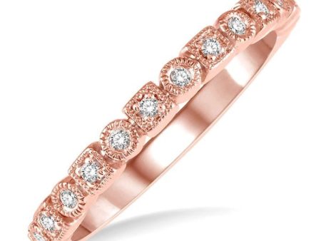 1 10 Ctw Square & Circular Mount Round Cut Diamond Stackable Band in 14K Rose Gold For Discount