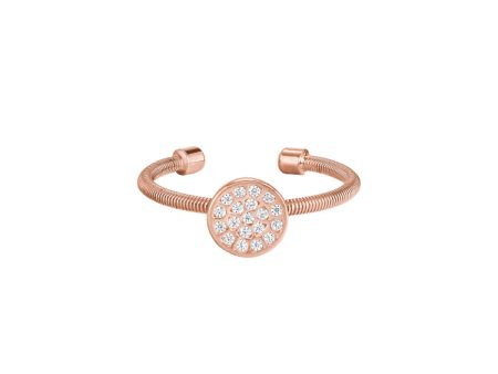 Rose Gold Finish Sterling Silver Cable Cuff One Circle Ring with Simulated Diamonds Cheap