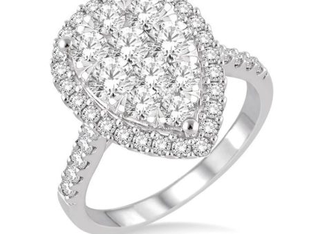 1 1 2 Ctw Pear Shape Diamond Lovebright Ring in 14K White Gold Sale