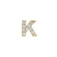 Gold Finish Sterling Silver Micropave K Initial Charm with Simulated Diamonds For Sale