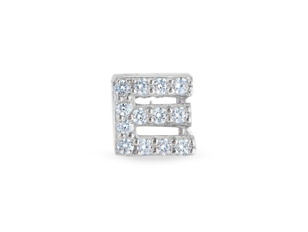 Platinum Finish Sterling Silver Micropave E Initial Charm with Simulated Diamonds For Cheap