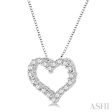 1 2 Ctw Heart Shape Round Cut Diamond Pendant With Chain in 14K White Gold Cheap