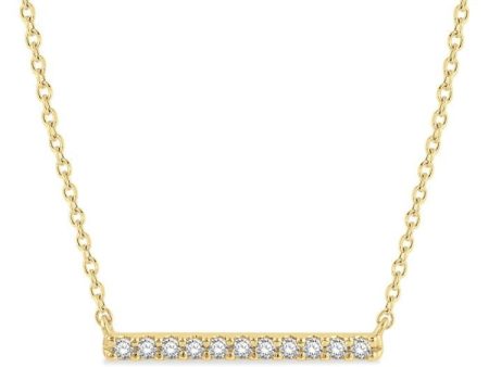 1 8 Ctw Bar Round Cut Diamond Necklace in 10K Yellow Gold on Sale