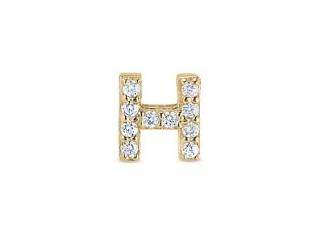 Gold Finish Sterling Silver Micropave H Initial Charm with Simulated Diamonds Hot on Sale