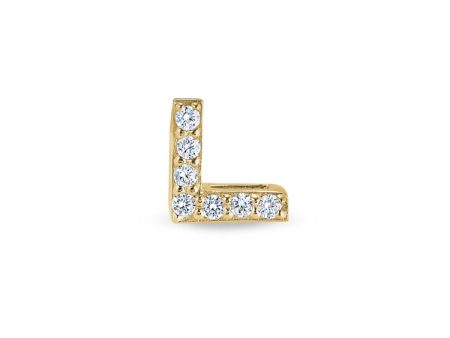 Gold Finish Sterling Silver Micropave L Initial Charm with Simulated Diamonds Sale