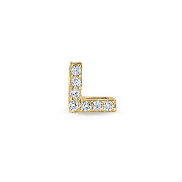 Gold Finish Sterling Silver Micropave L Initial Charm with Simulated Diamonds Sale