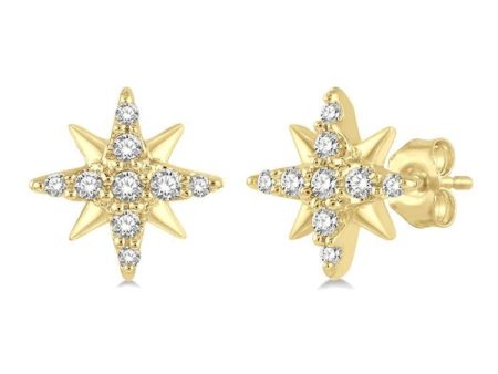 1 10 Ctw Star Round Cut Diamond Petite Earring in 10K Yellow Gold Online