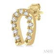 1 10 Ctw Horseshoe Charm Round Cut Diamond Petite Earring in 10K Yellow Gold Cheap