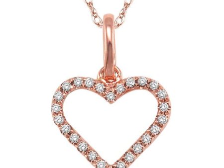 1 10 Ctw Round Cut Diamond Heart Shape Pendant in 10K Rose Gold with Chain Hot on Sale