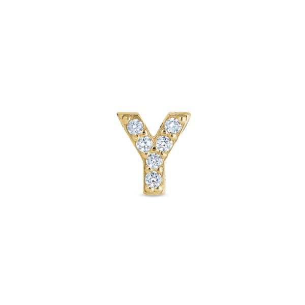 Gold Finish Sterling Silver Micropave Y Initial Charm with Simulated Diamonds Online Sale